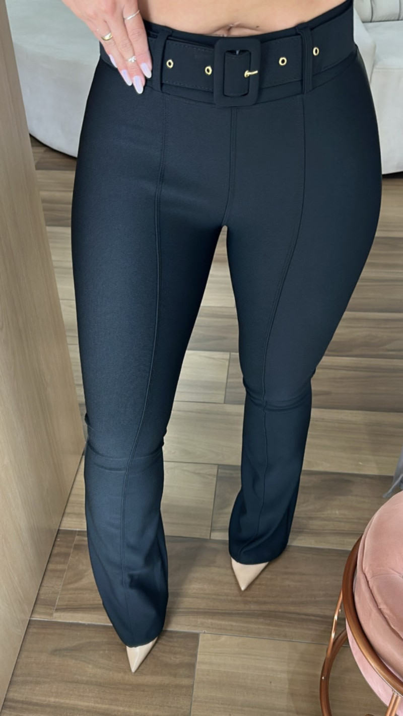 Calça Com Cinto Inverno Flare