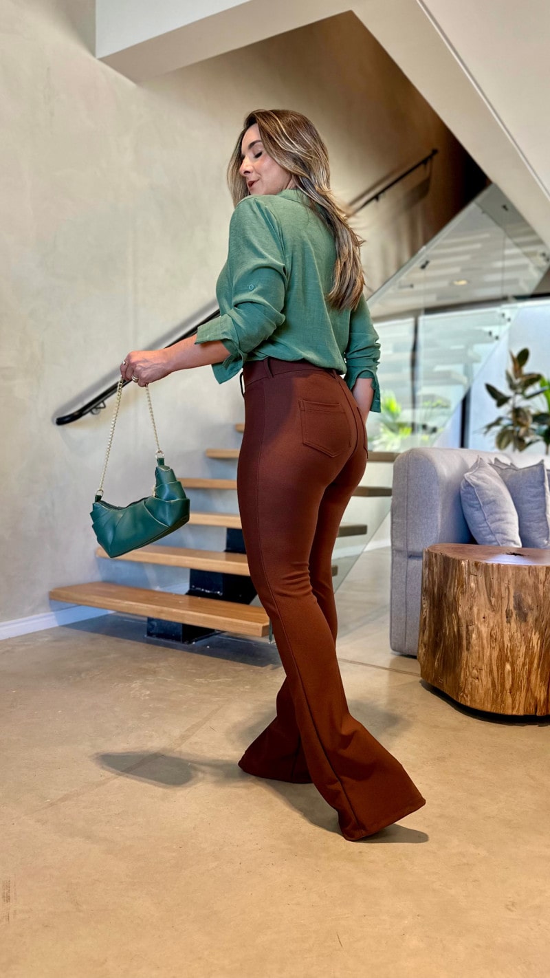Calça Com Cinto Inverno Flare