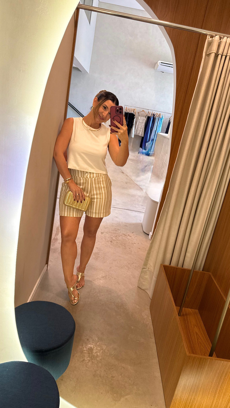 Conjunto Linho Cropped E Short Solange