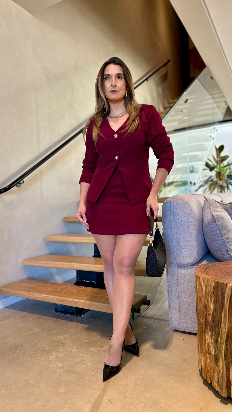 Conjunto Blazer E Saia Alfaiataria Marli
