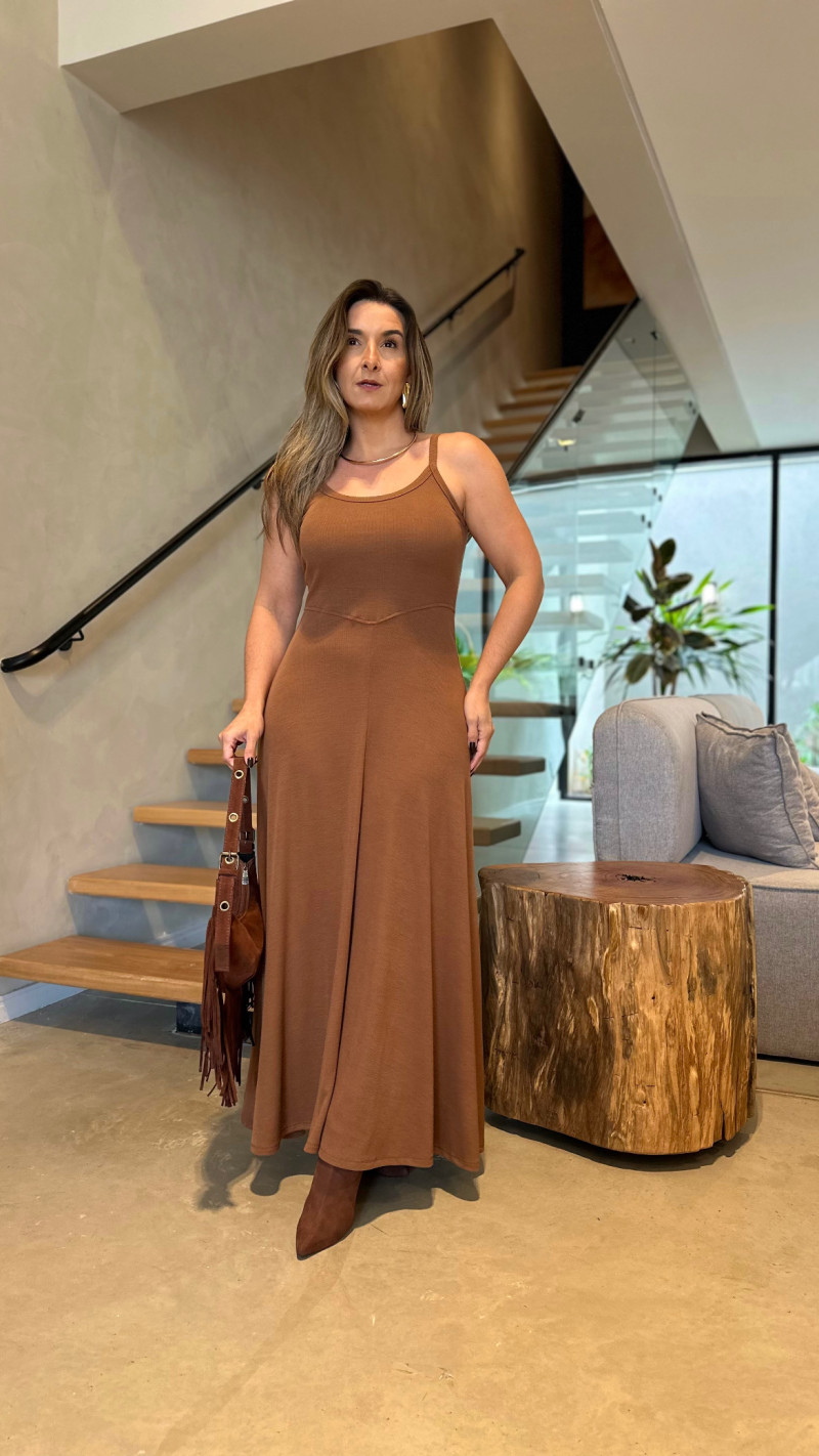 Vestido Midi Canelado Alice