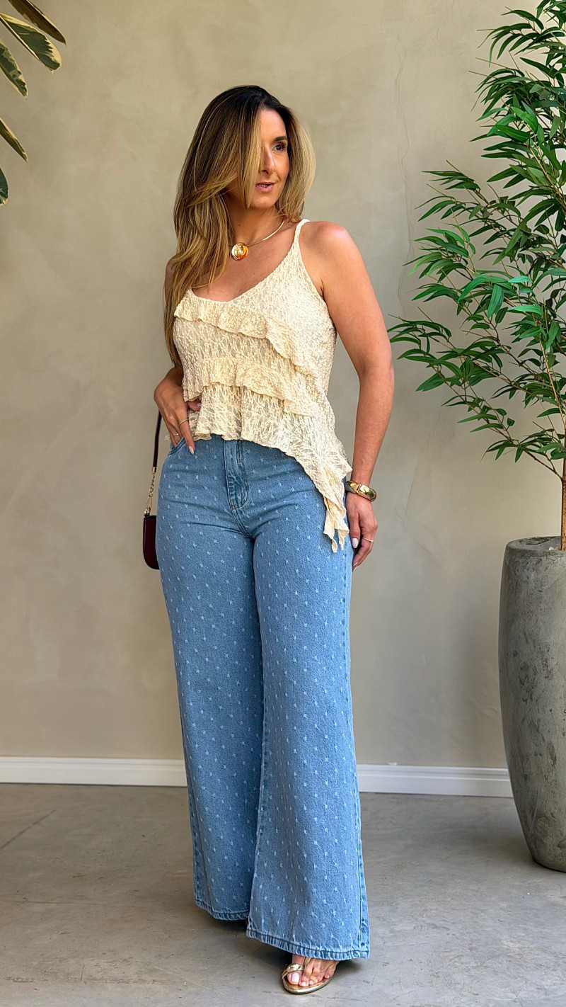 Calça Wide Detalhe Gigi