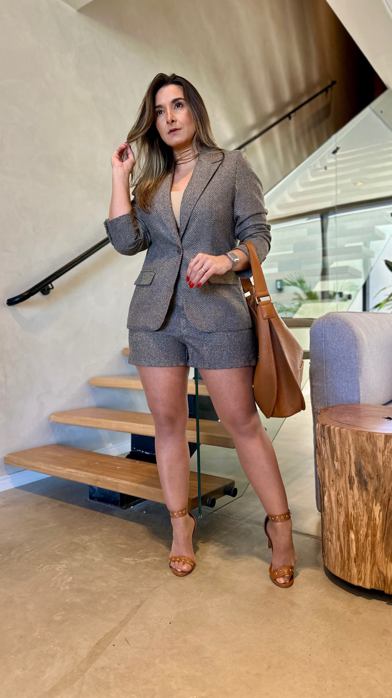 Blazer Com Ombreira Jacquard 