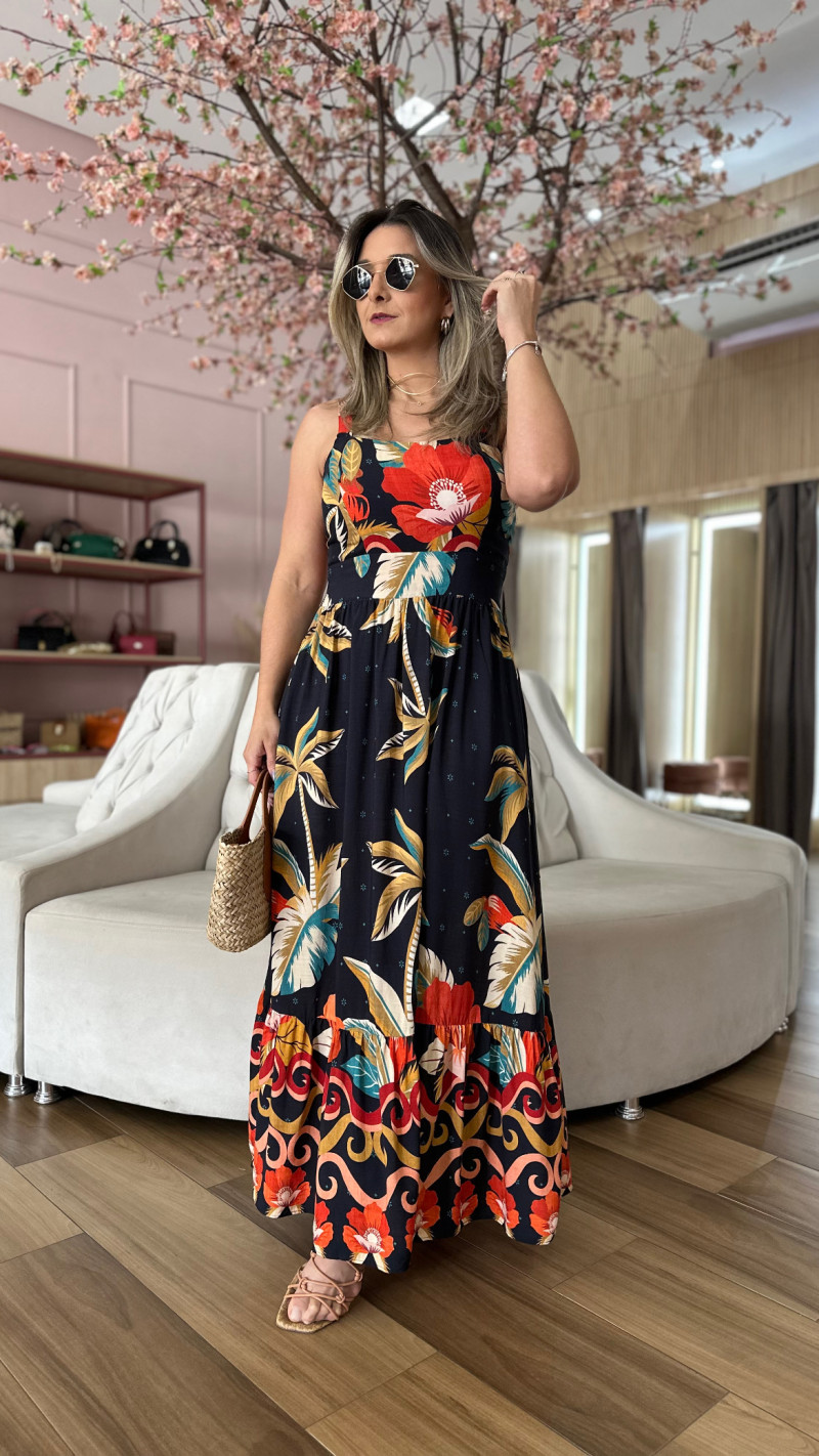 Vestido Midi Alça Larga Rubia