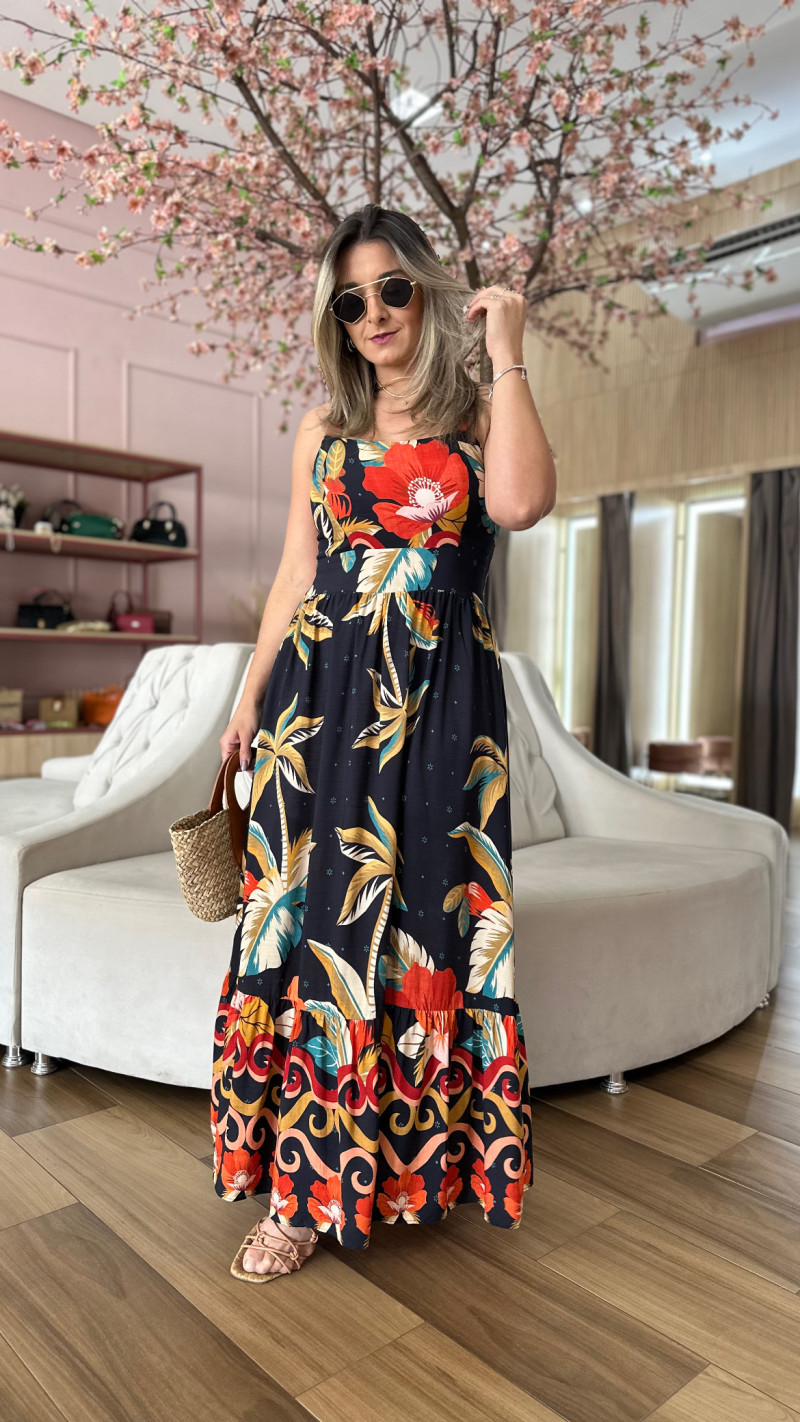 Vestido Midi Alça Larga Rubia
