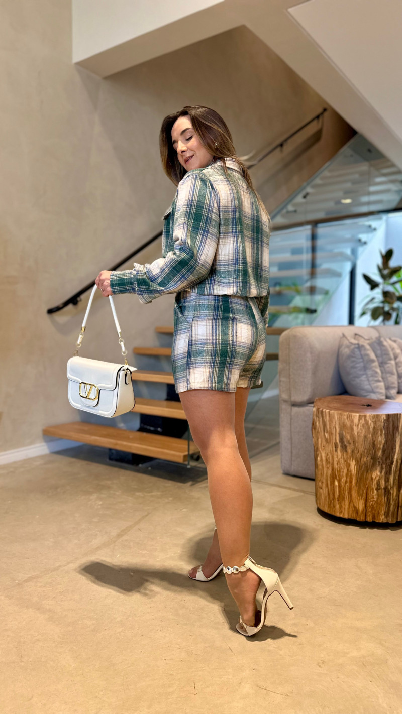 Conjunto Xadrez Camisa E Short Aurora