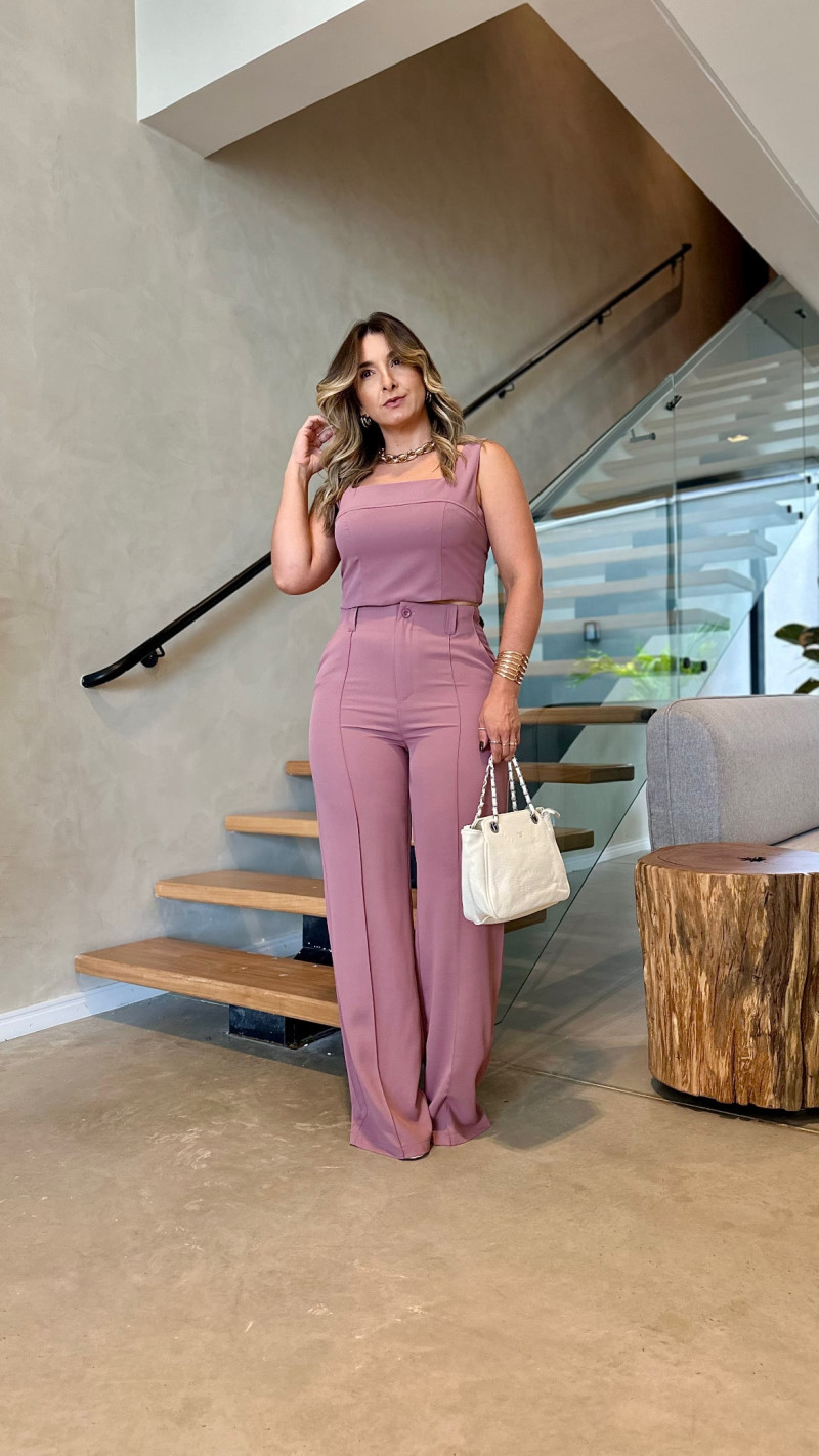 Conjunto Cropped E Calça Alfaiataria Brenda