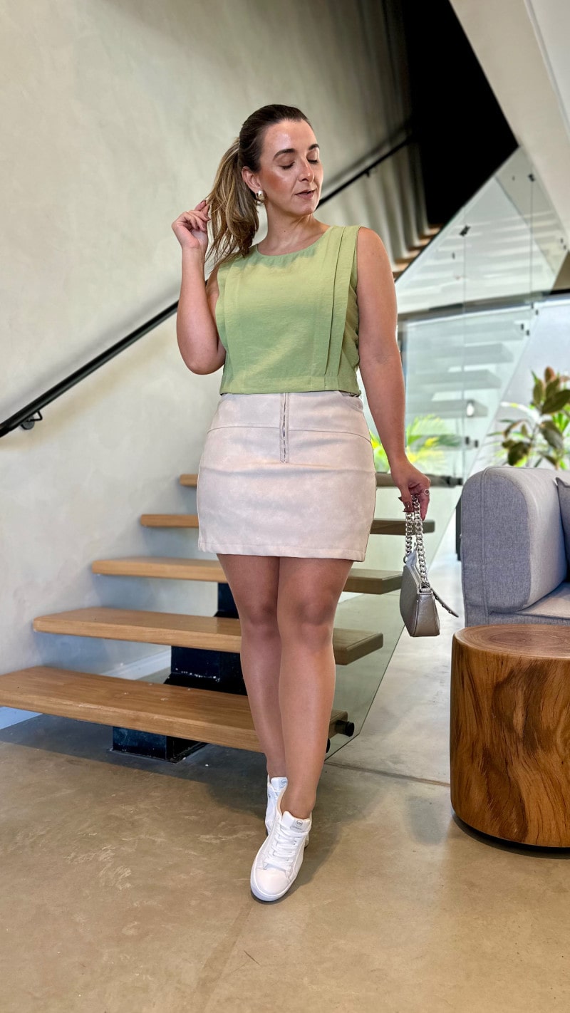 Blusa Cropped Alfaiataria Mel