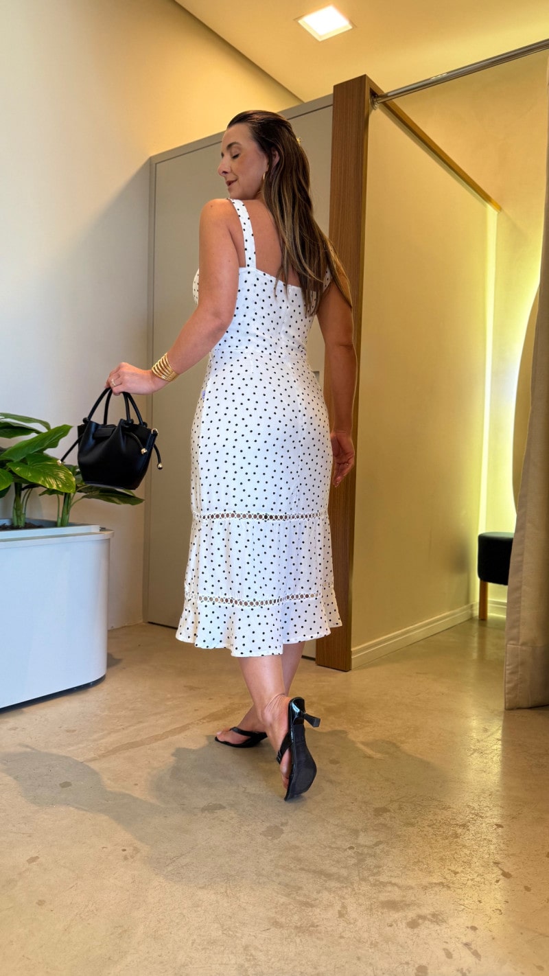 Vestido Midi Poá Alice