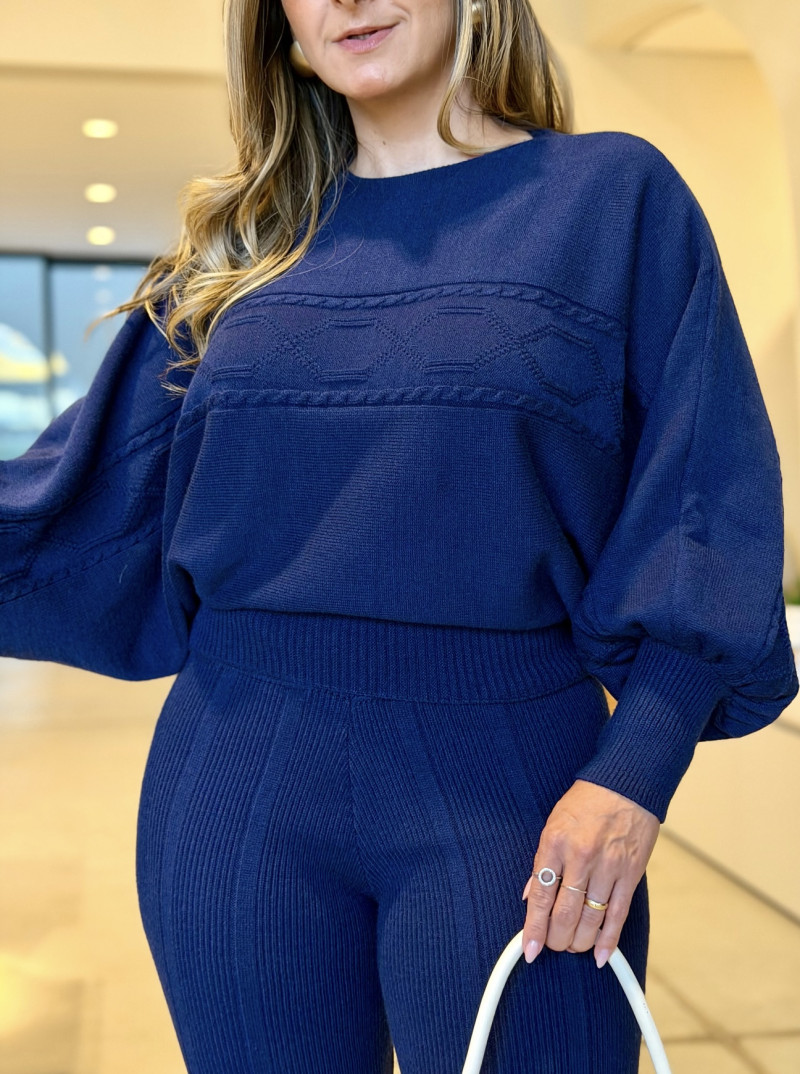 Conjunto Blusa E Calça Tricot Valentina