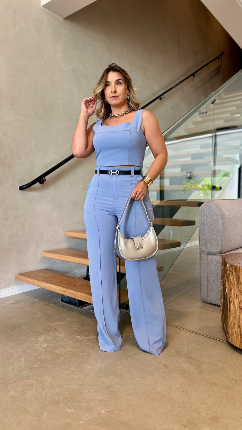 Conjunto Cropped E Calça Alfaiataria Brenda