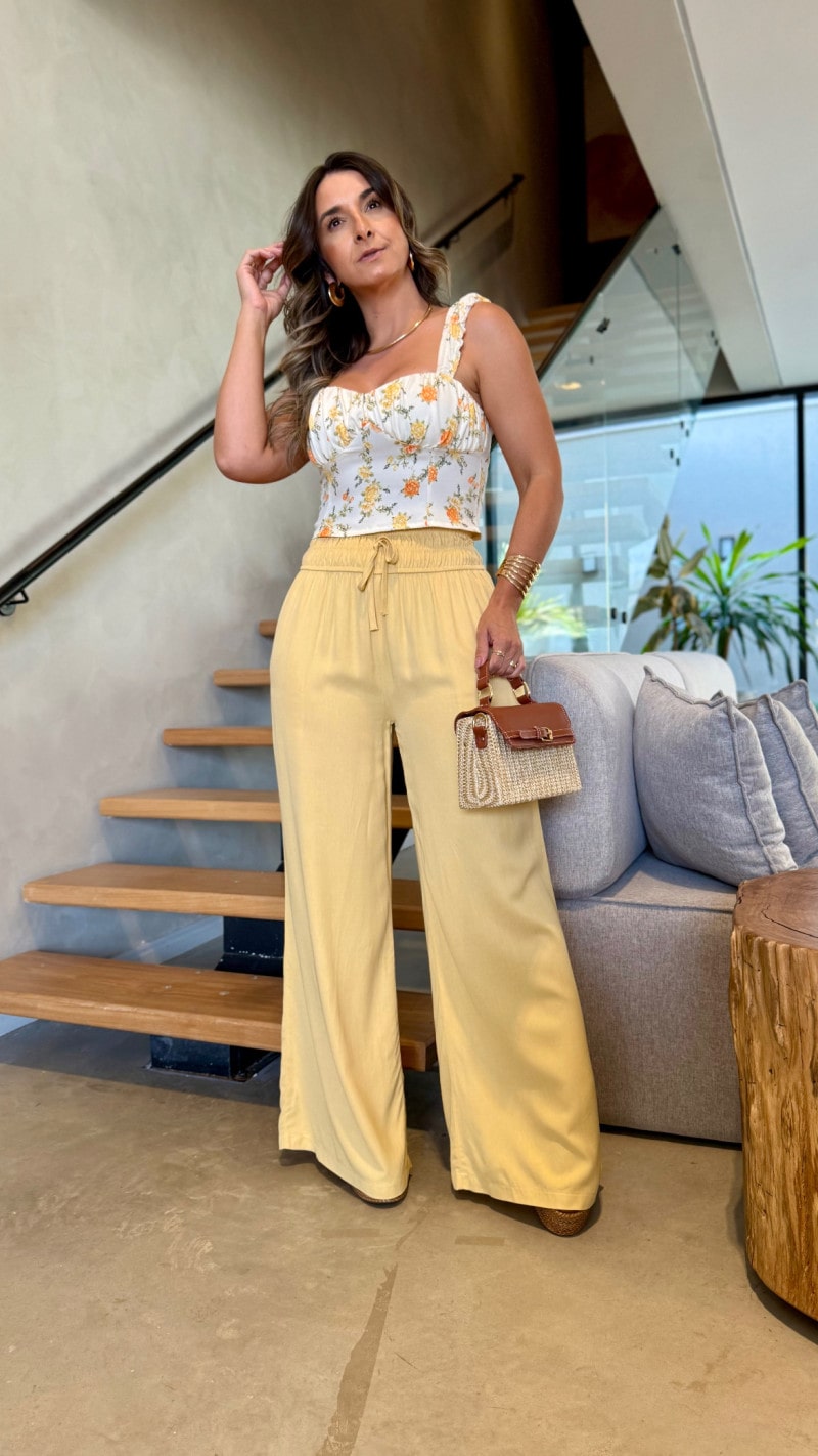 Calça Pantalona Elástico Cintura Isis