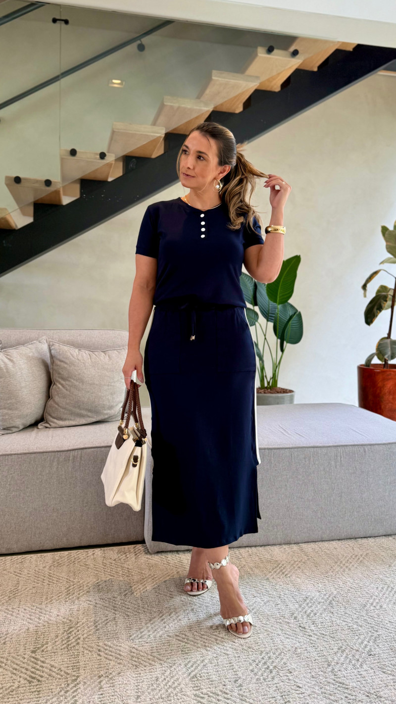 Conjunto Blusa E Saia Midi Moletinho Leni