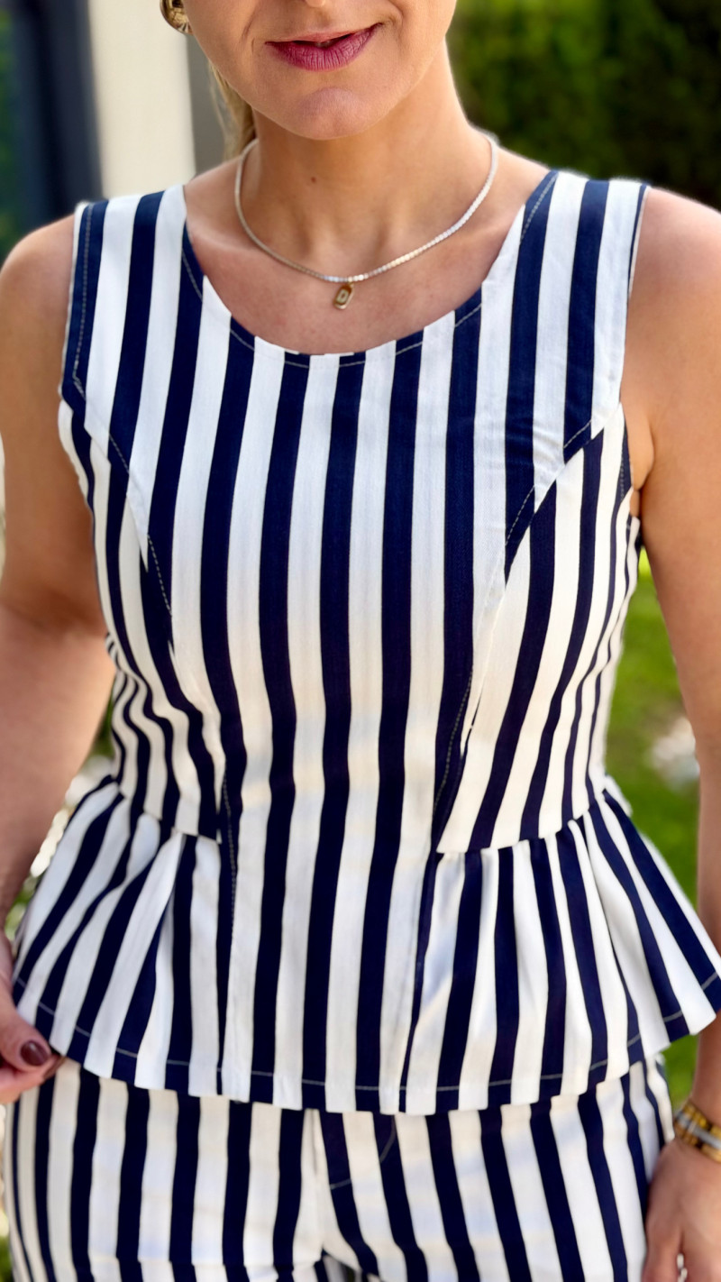 Conjunto Blusa E Calça Listrada Yolanda 