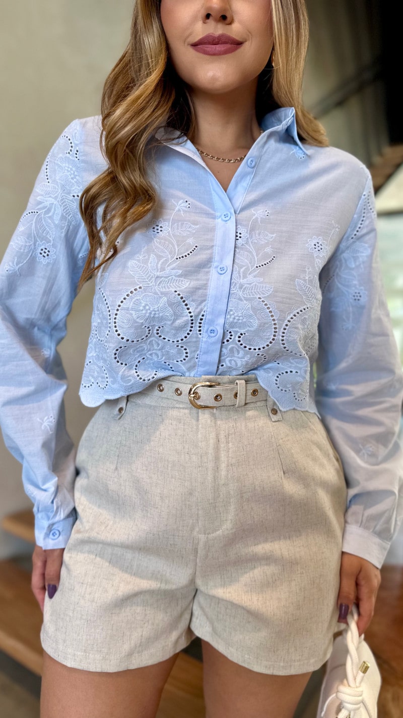 Camisa Cropped Bordado Suzy