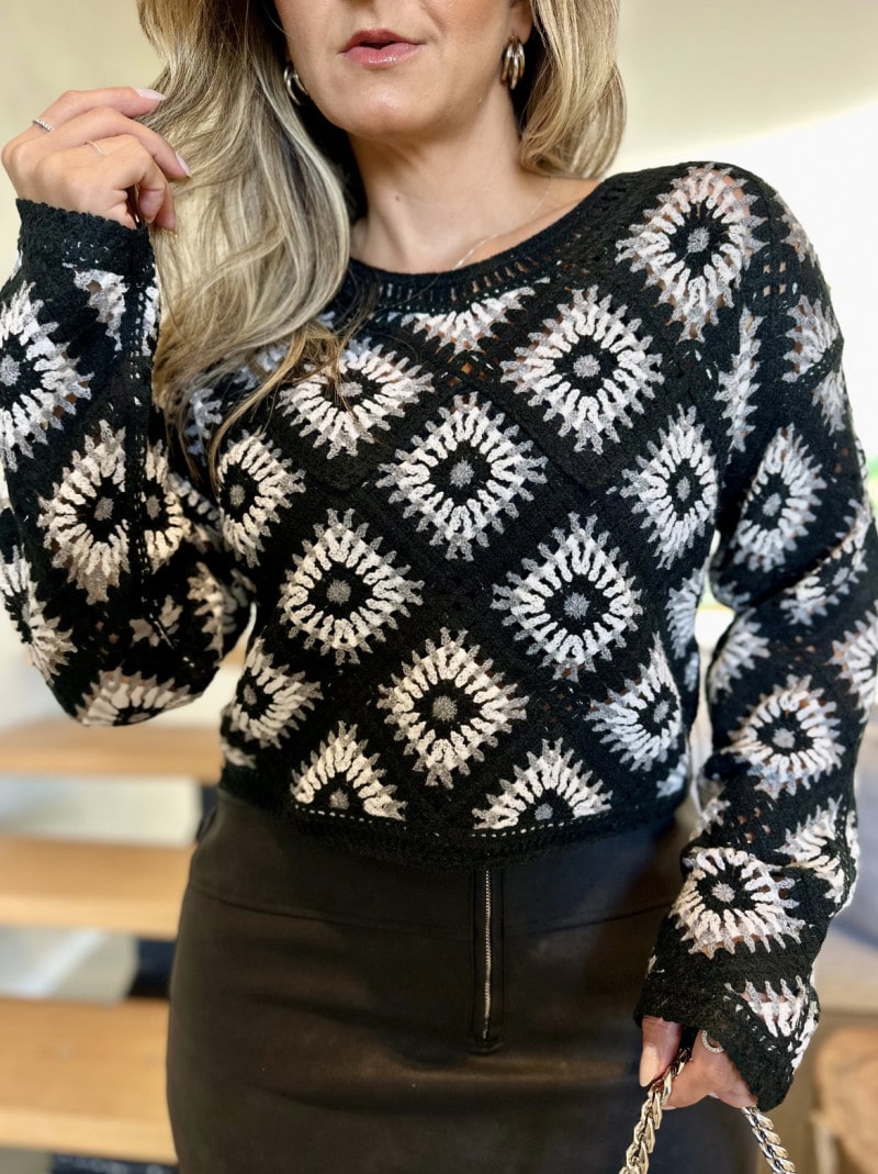 Blusa Manga Longa Crochê Beth