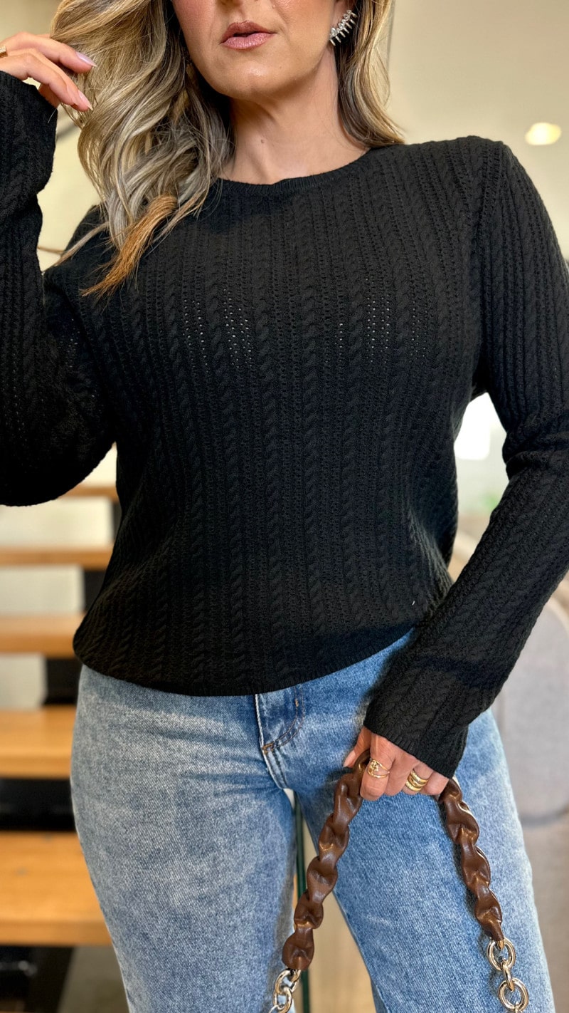 Blusa Tricot Manga Longa Tati