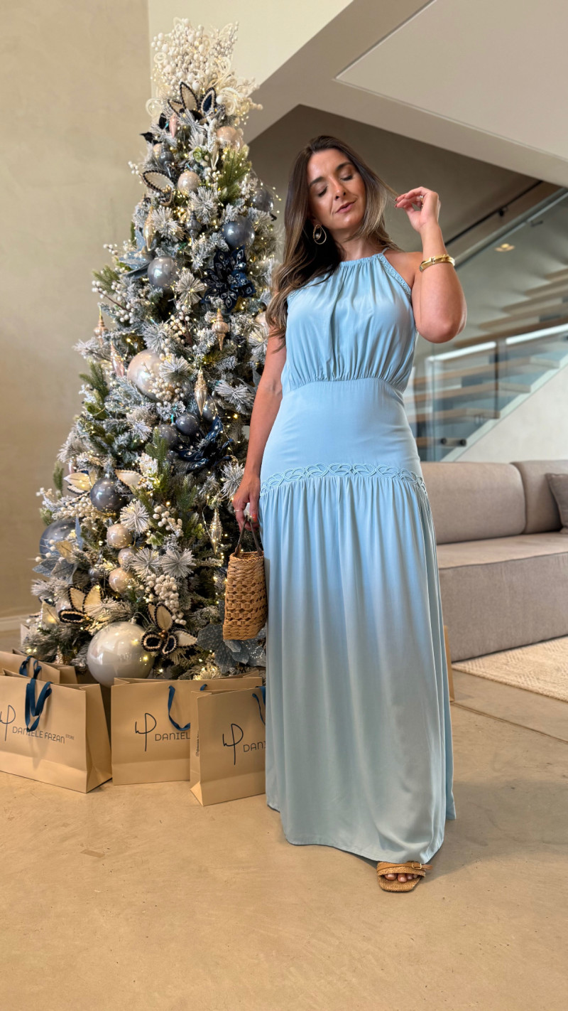 Vestido Longo Gola Alta Vitoria