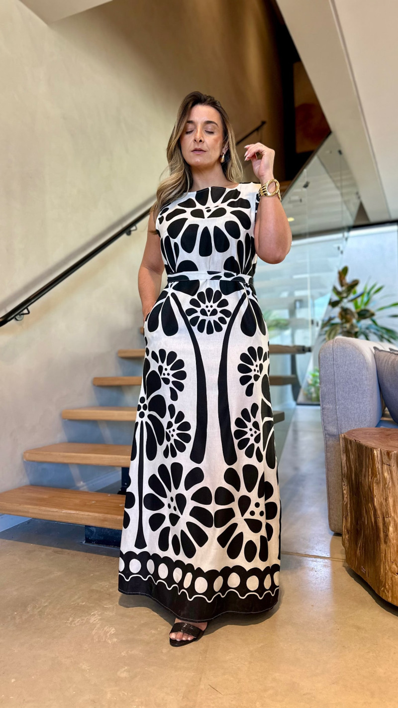 Vestido Linho Midi Alana