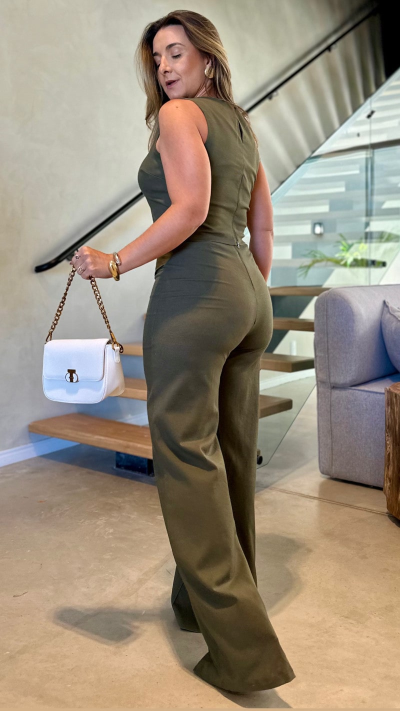 Conjunto Cropped E Calça Pantalona Ayla