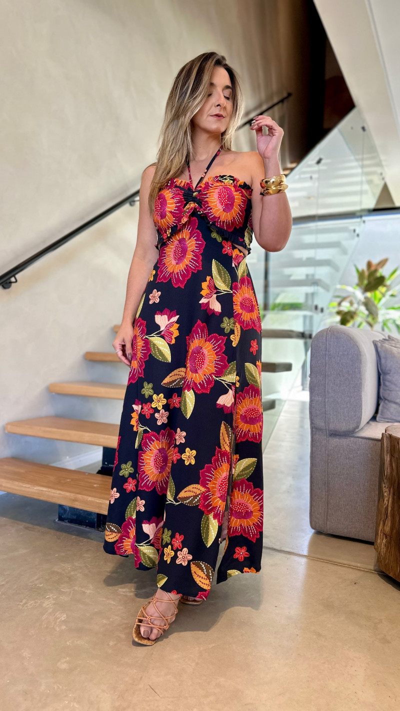 Vestido Longo Abertura Na Cintura Fran