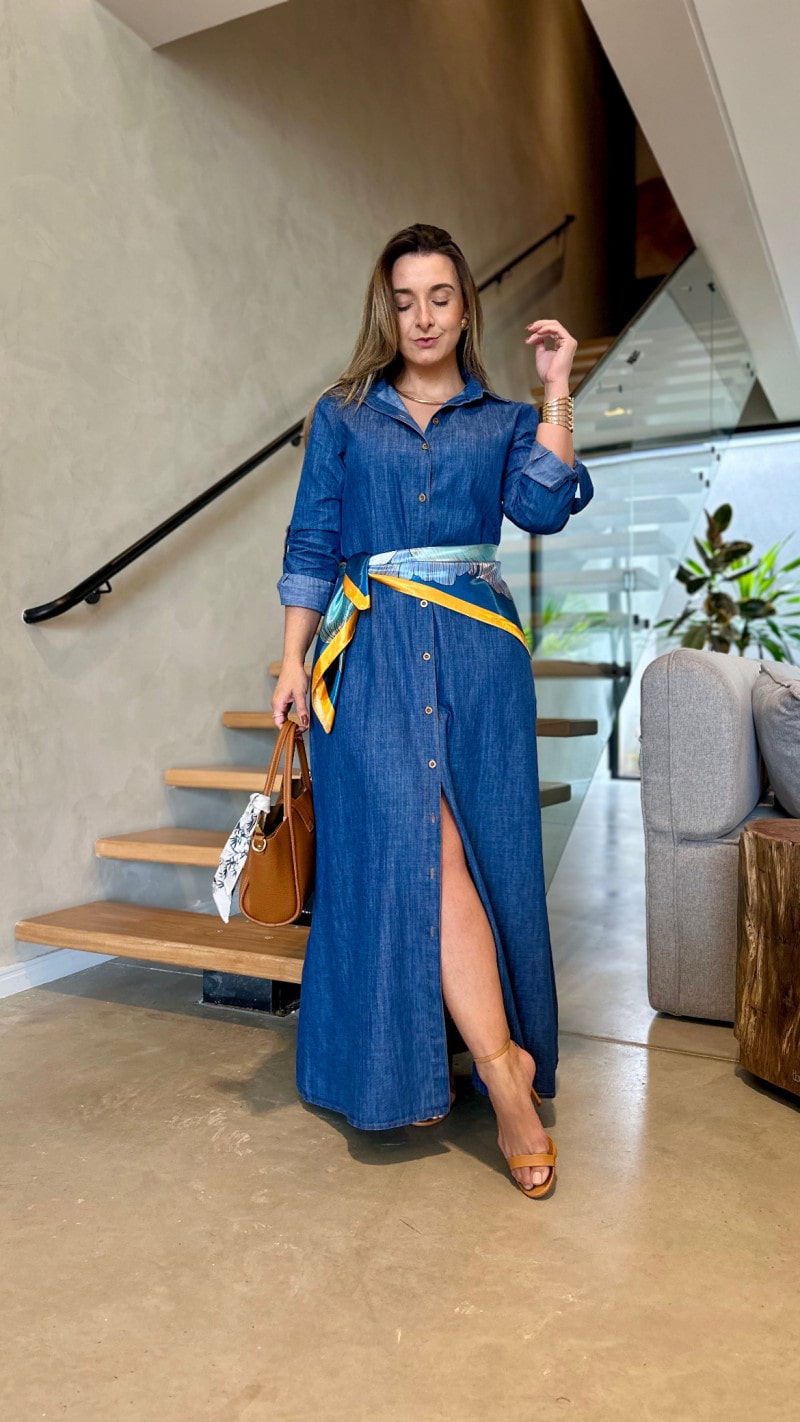 Vestido Chamise Longo Jeans Mari