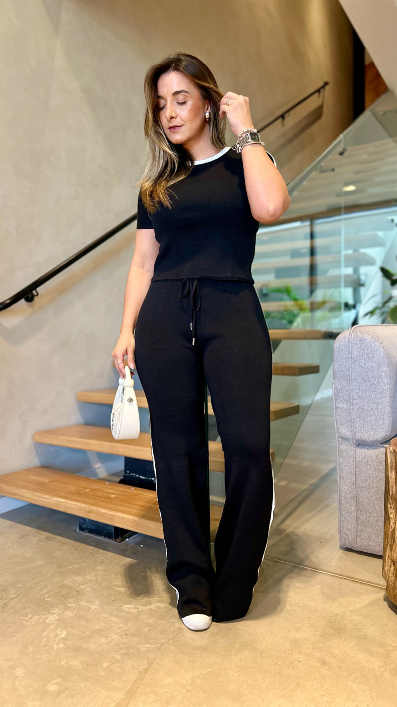 Conjunto Blusa E Calça Tricot Livia