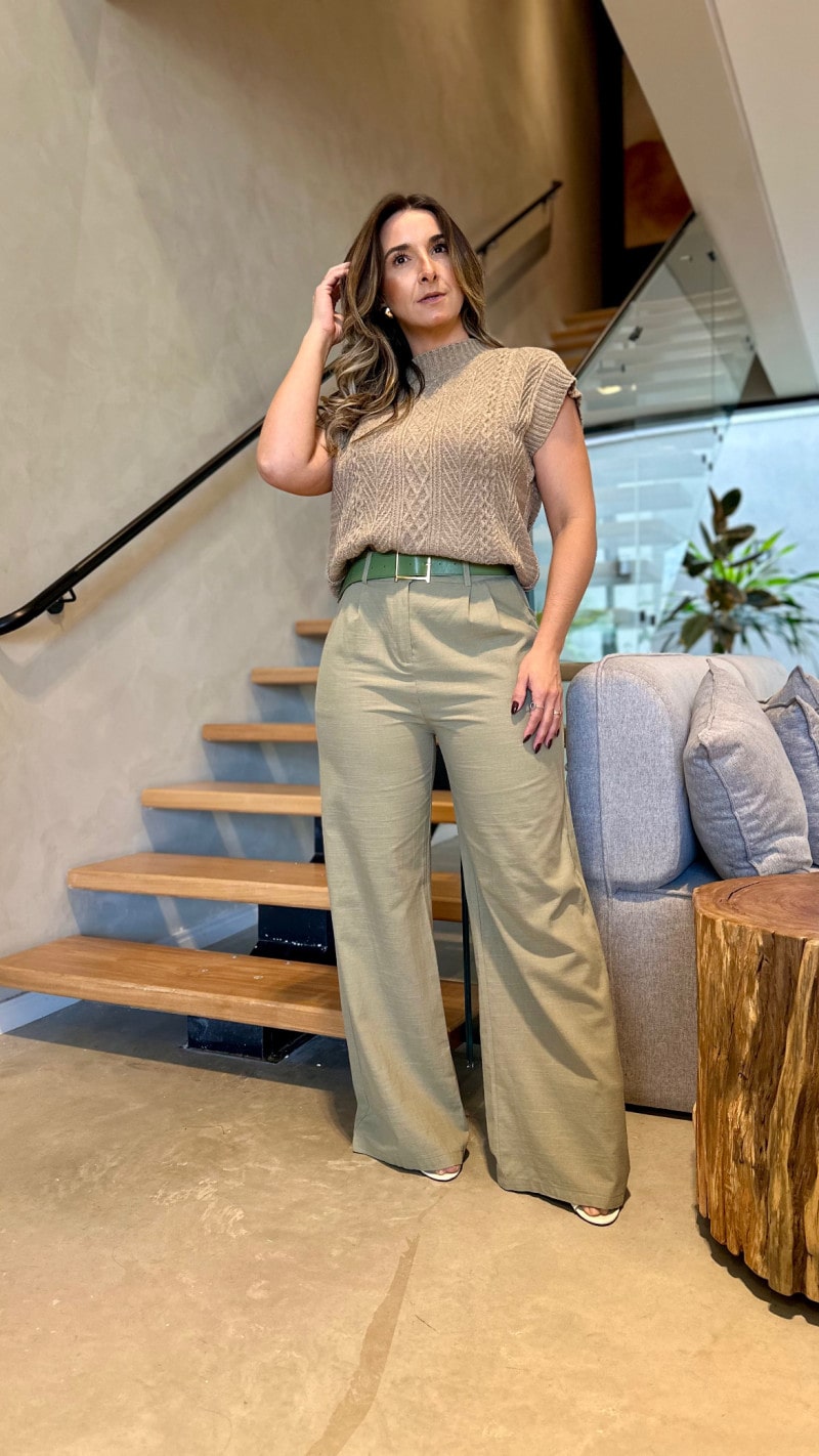 Calça Pantalona Com Cinto Melissa