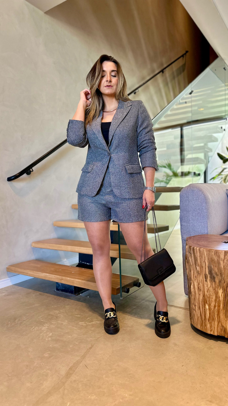 Blazer Com Ombreira Jacquard 