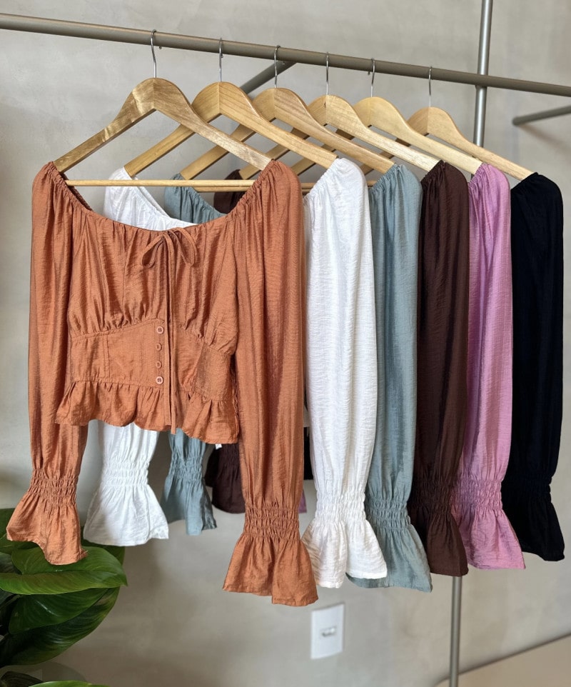 Cropped Ciganinha Manga Babi
