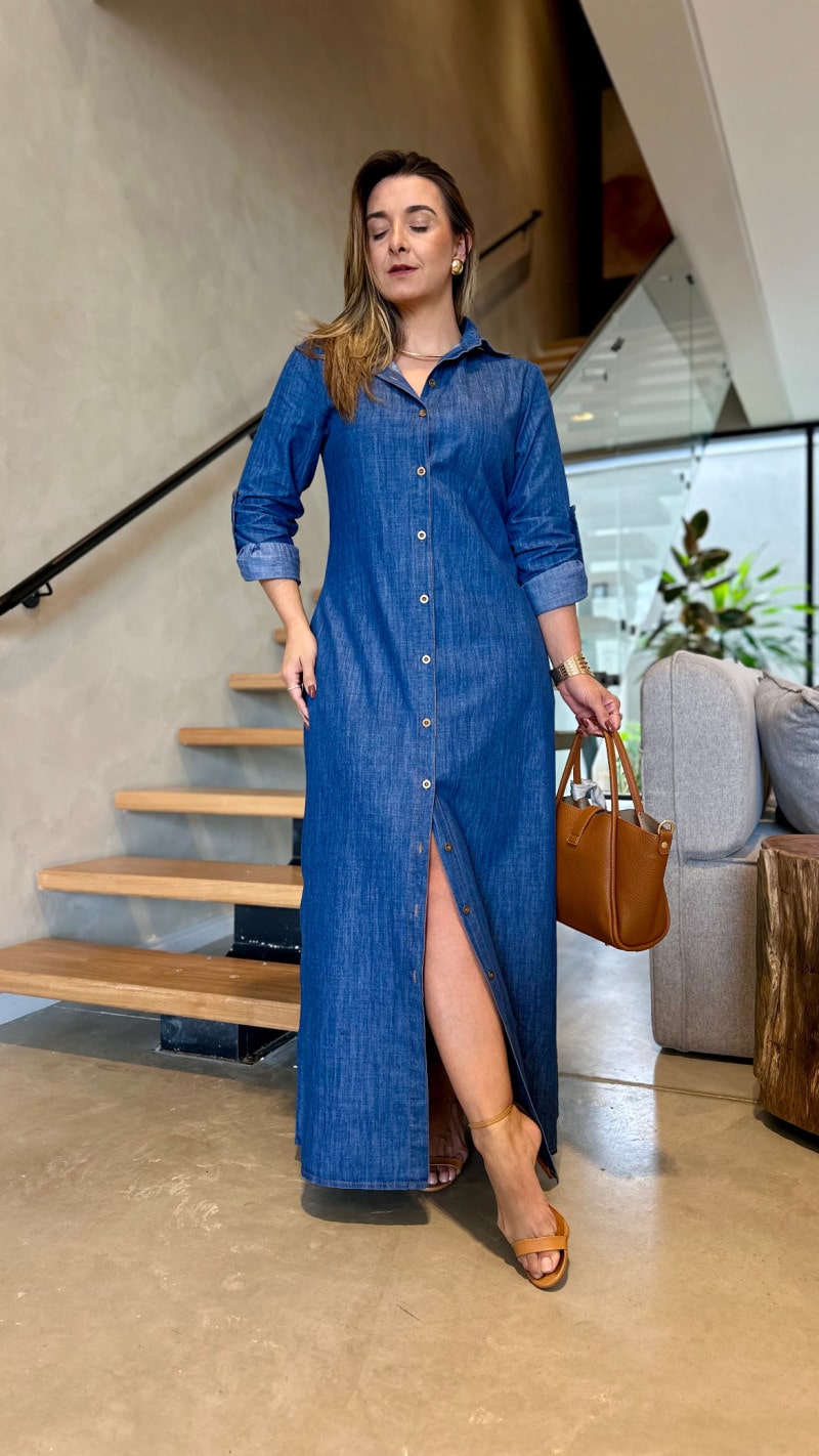 Vestido Chamise Longo Jeans Mari
