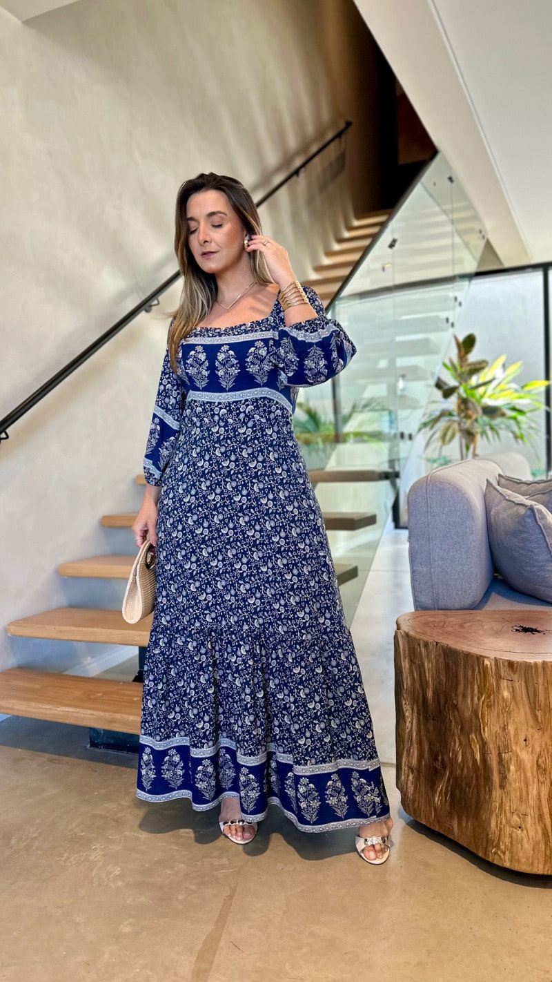 Vestido Midi Manga 3/4 Lavinia