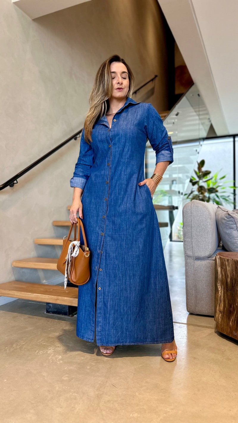 Vestido Chamise Longo Jeans Mari