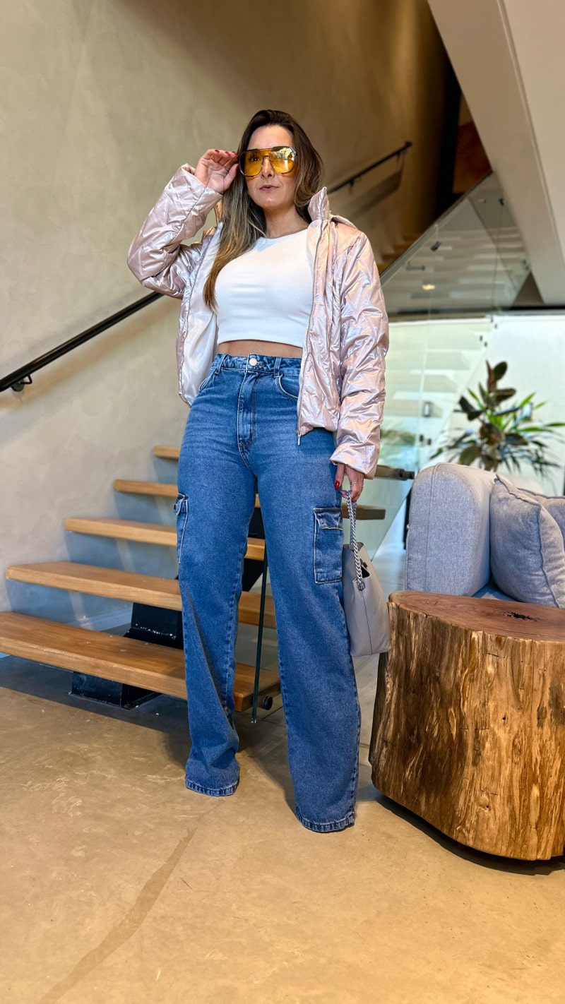 Calça Jeans Reta Cargo Tamy