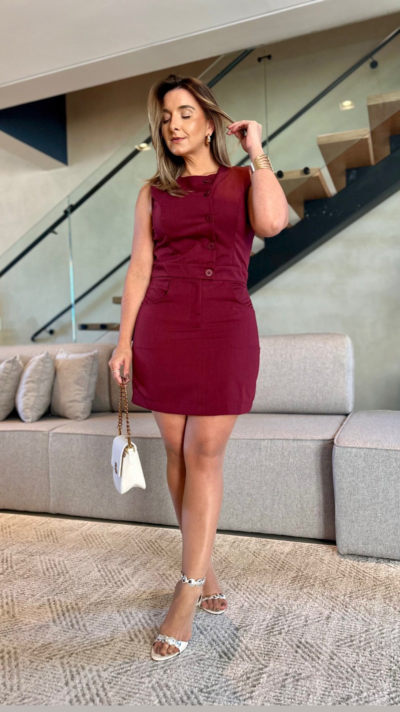 Vestido Alfaiataria Botões Betina