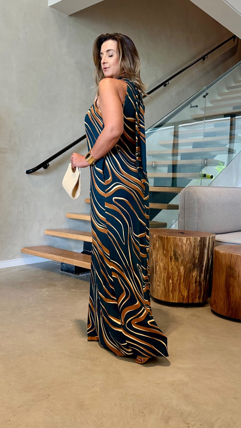 Vestido Longo Gola Alta Jú