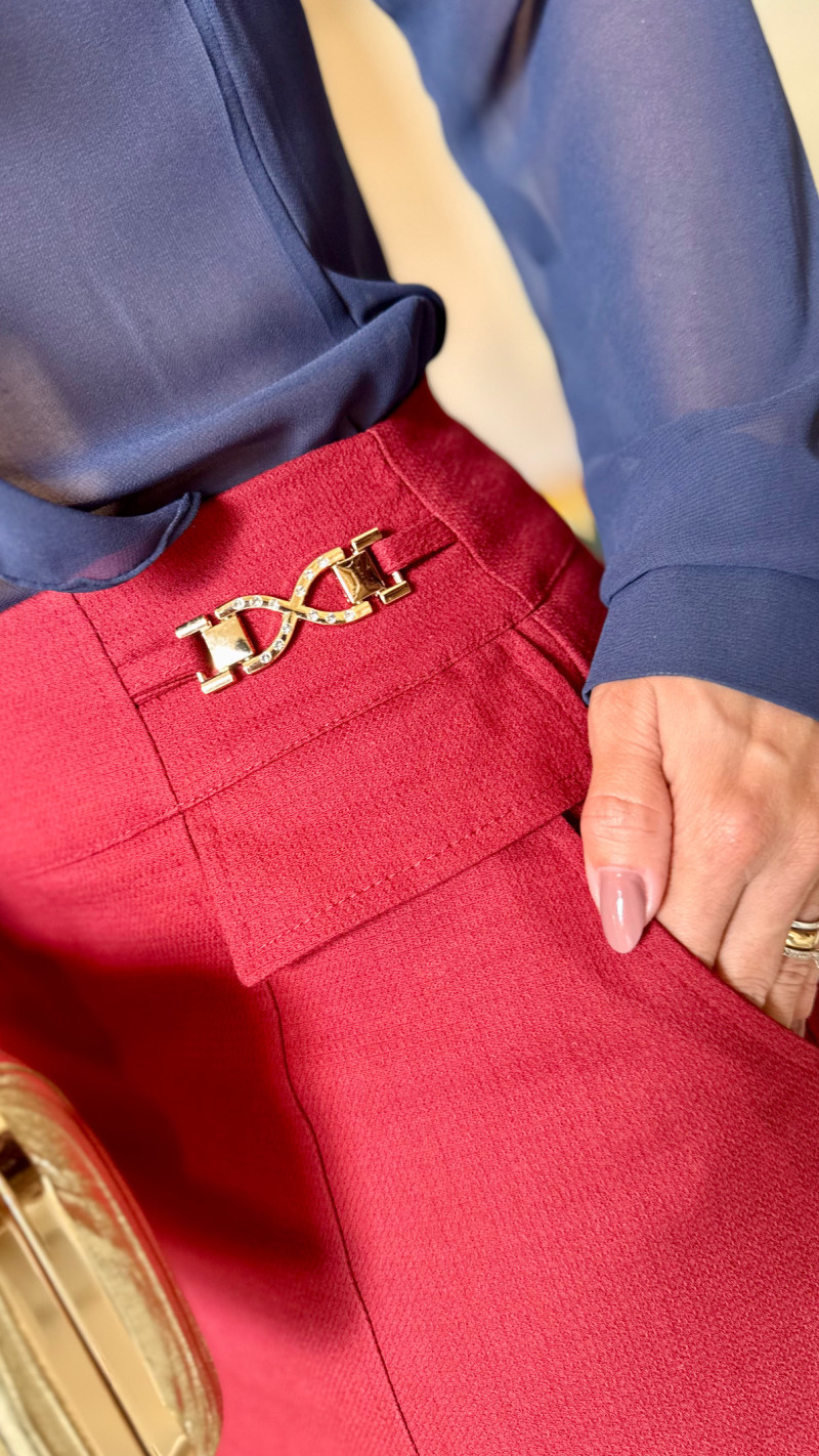 Shortsaia Linho Rústico Rubi