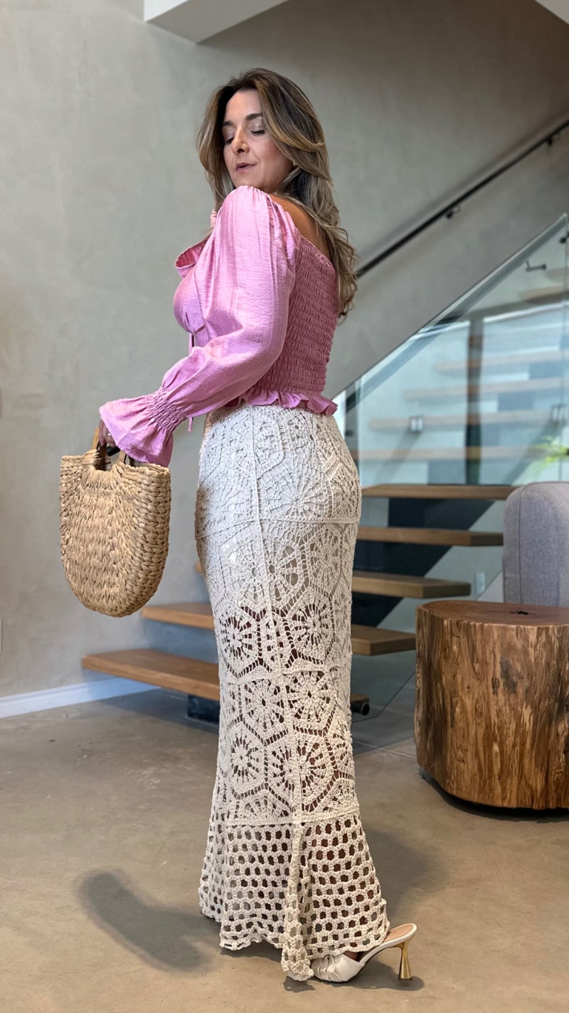 Cropped Ciganinha Manga Babi