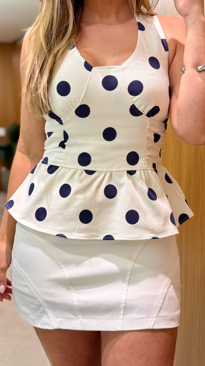 Conjunto Blusa E Shortsaia Poá Valesca 