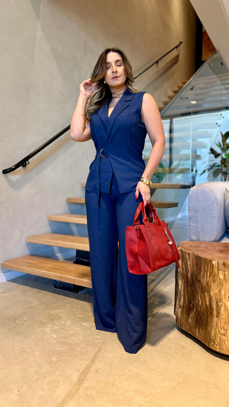 Conjunto Blusa Transpassada E Calça Fernanda