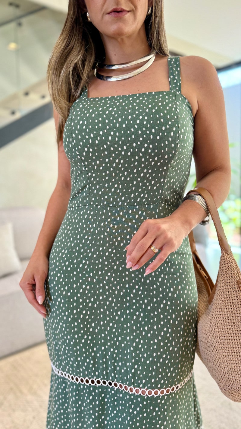 Vestido Midi Poá Alice