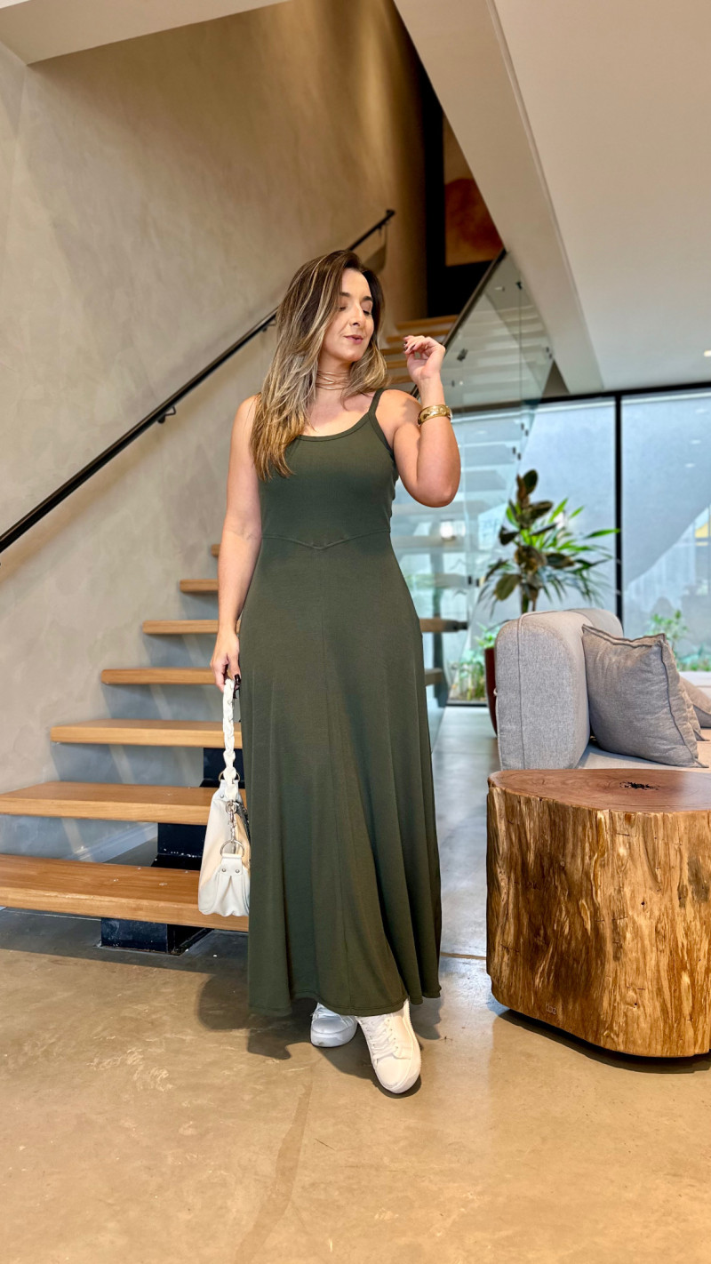 Vestido Midi Canelado Alice