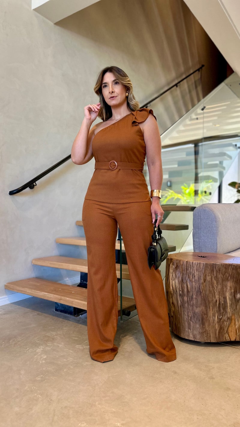 Conjunto Blusa E Calça Linho Com Elastano Flay