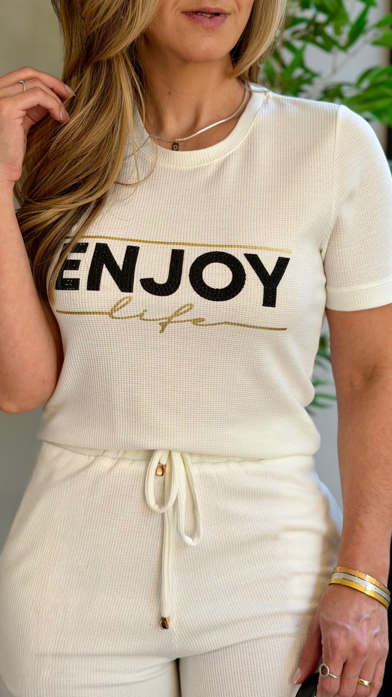 Conjunto Canelado Blusa e Short Enjoy 