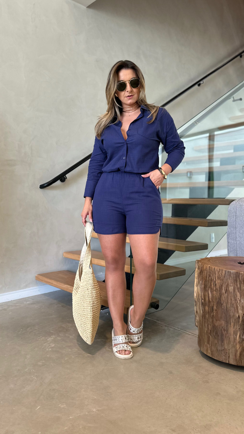 Conjunto Camisa E Short Linho Olivia