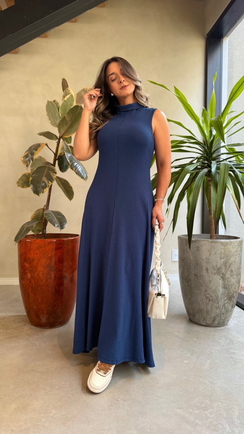 Vestido Longo Canelado Cecilia