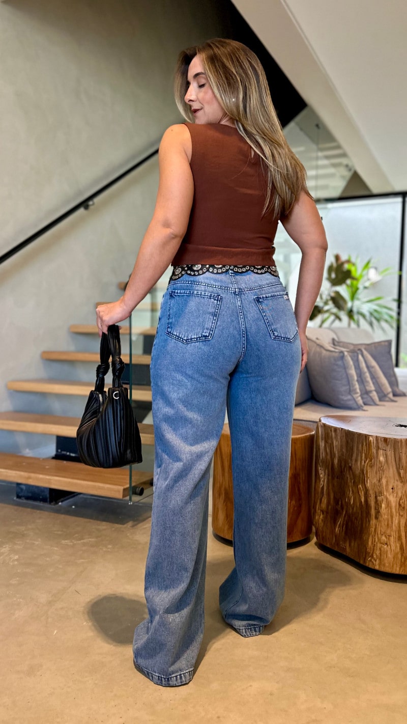 Calça Jeans Wide Leg Agata