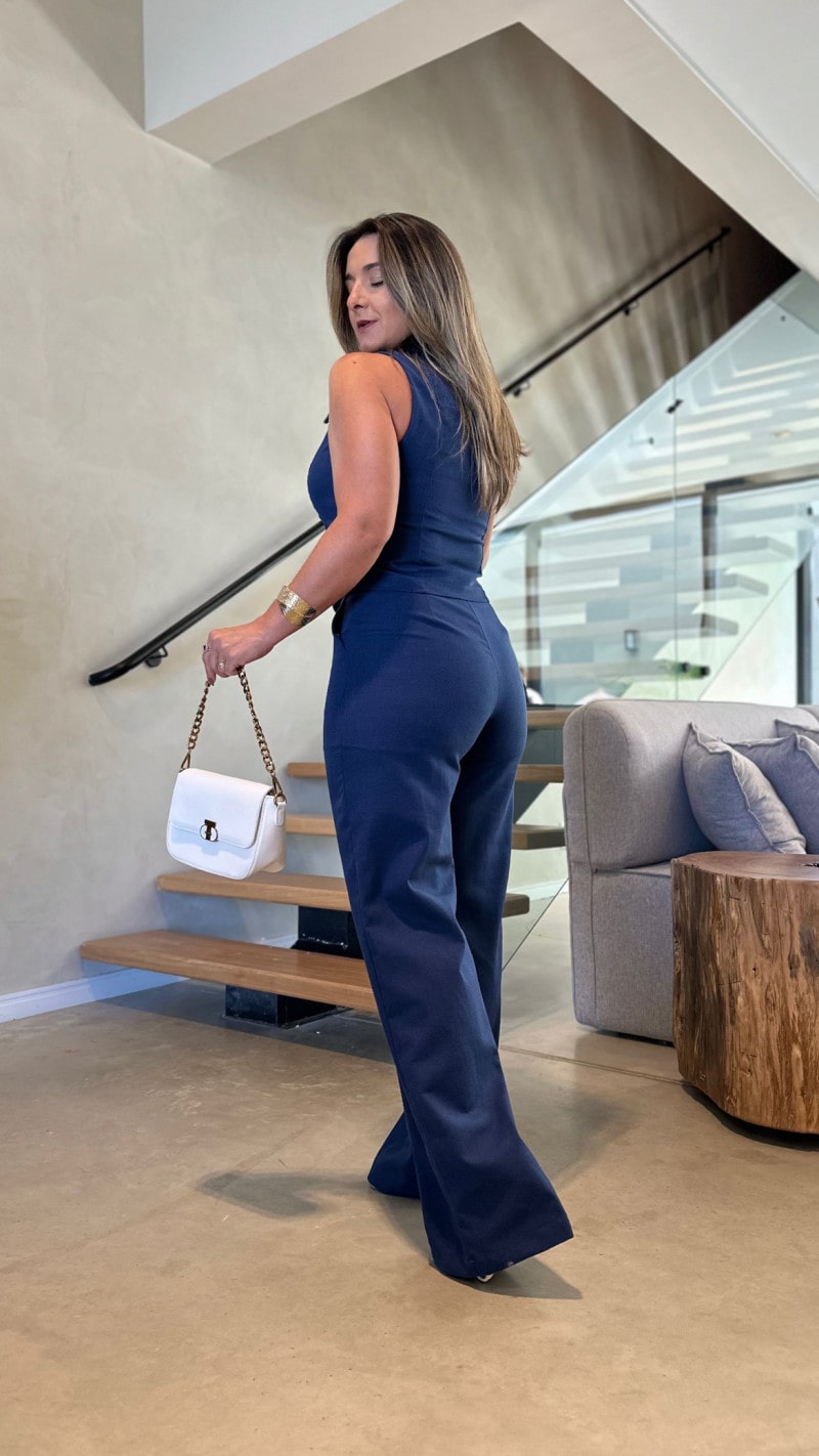 Conjunto De Colete E Calça Pantalona Linho Eva