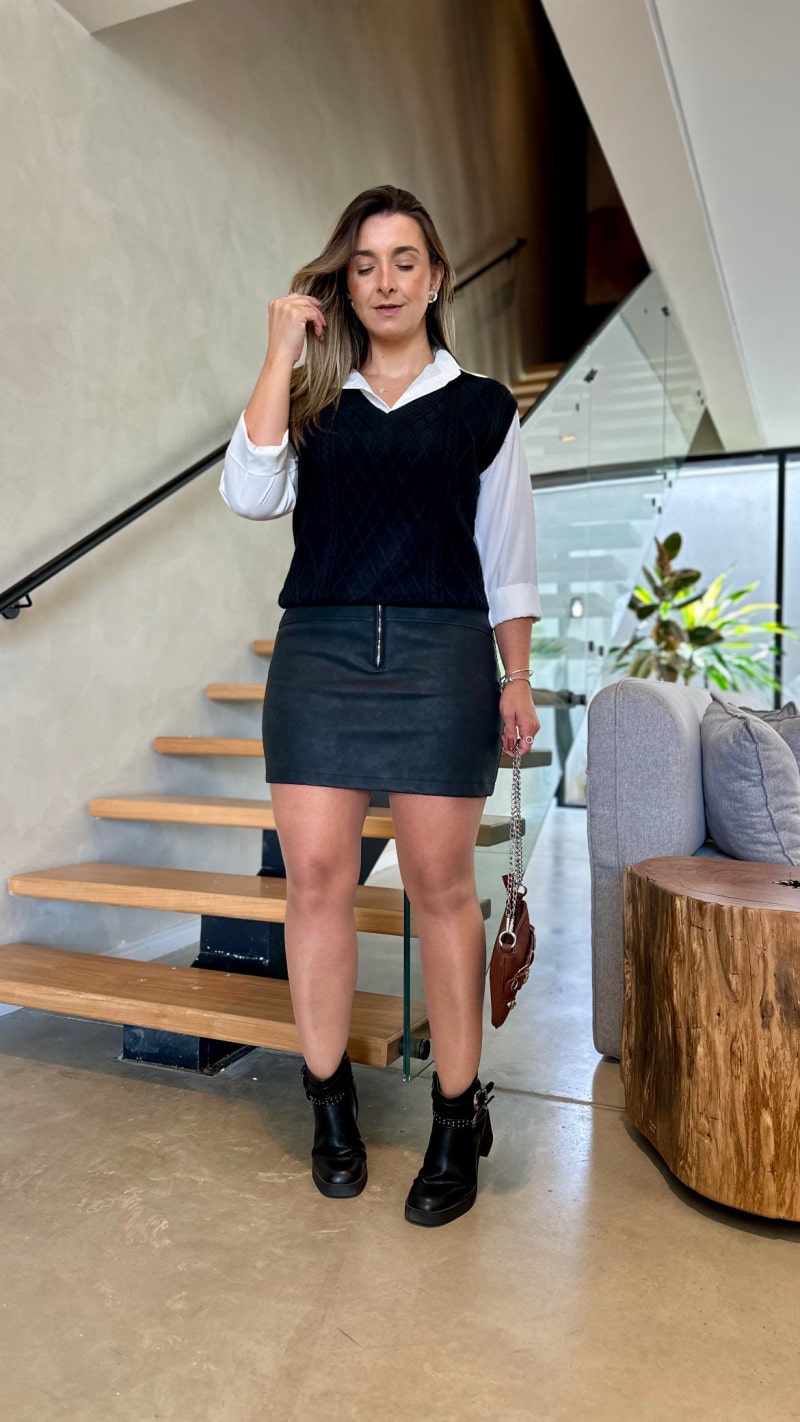 Camisa Com Suéter Tricot Sabrina