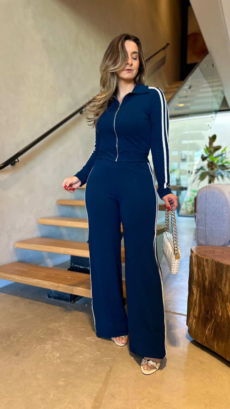 Conjunto Jaqueta E Calça Pantalona Moletinho Tati